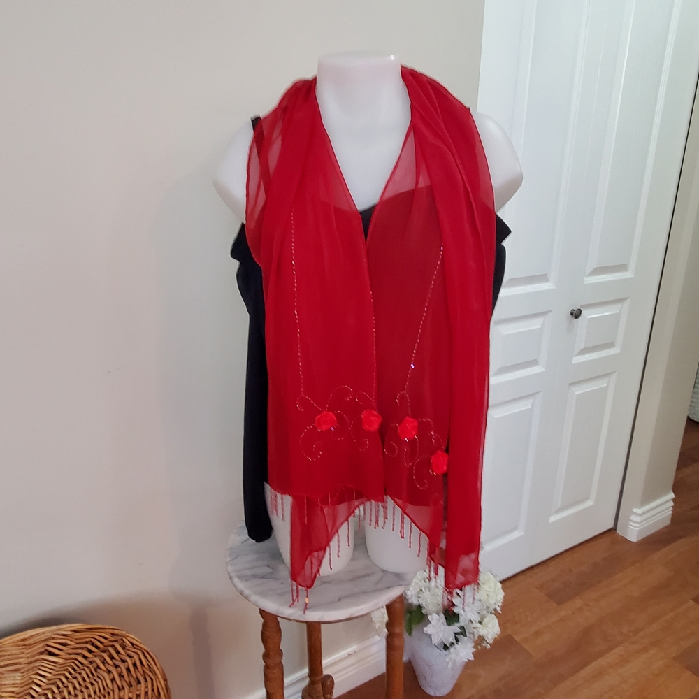 Elegant SILK Women's scarf Shawl W Roses
